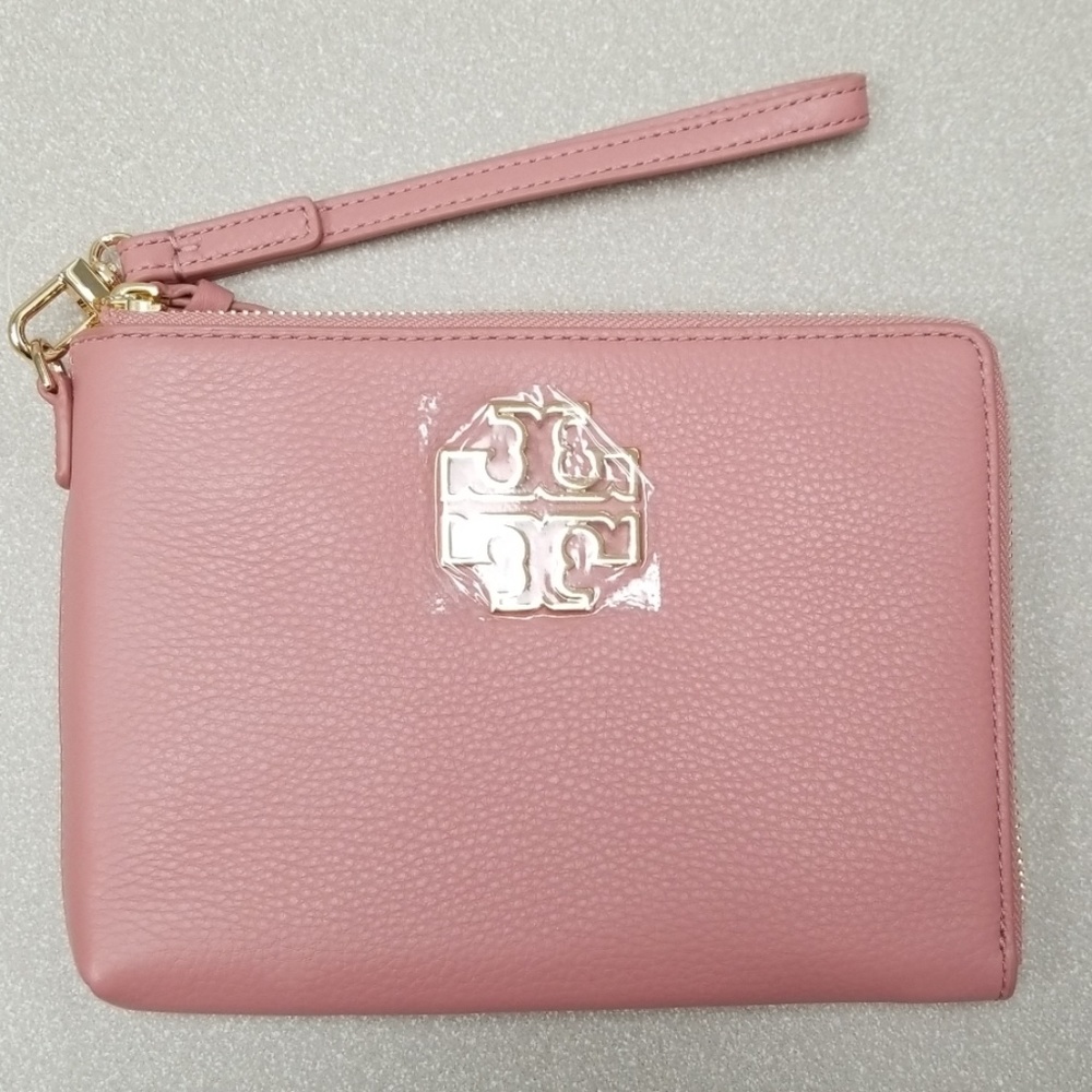 Tory Burch Britten Pebbled Leather Zip Pouch